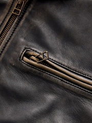 Black N. Premium Real Leather Collarless Jacket - Image 9 of 10
