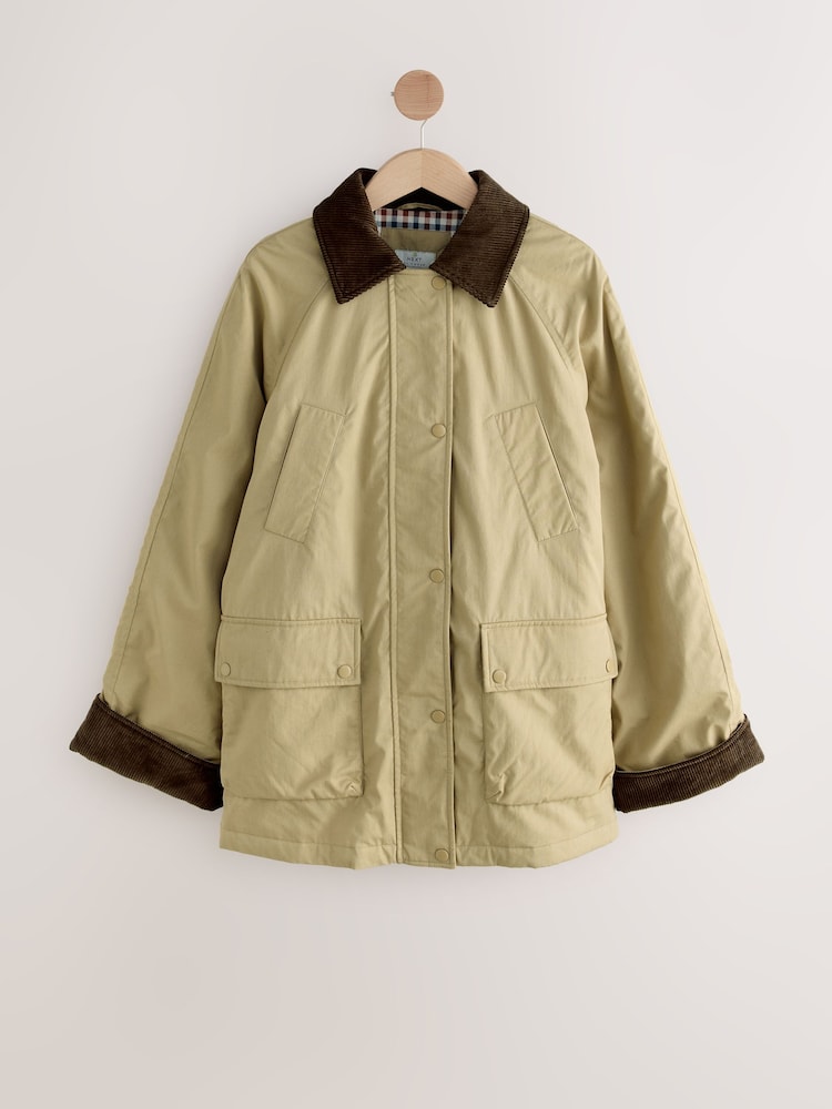 Neutral Lightweight Padded Jacket with Cord Collar - Image 1 of 5