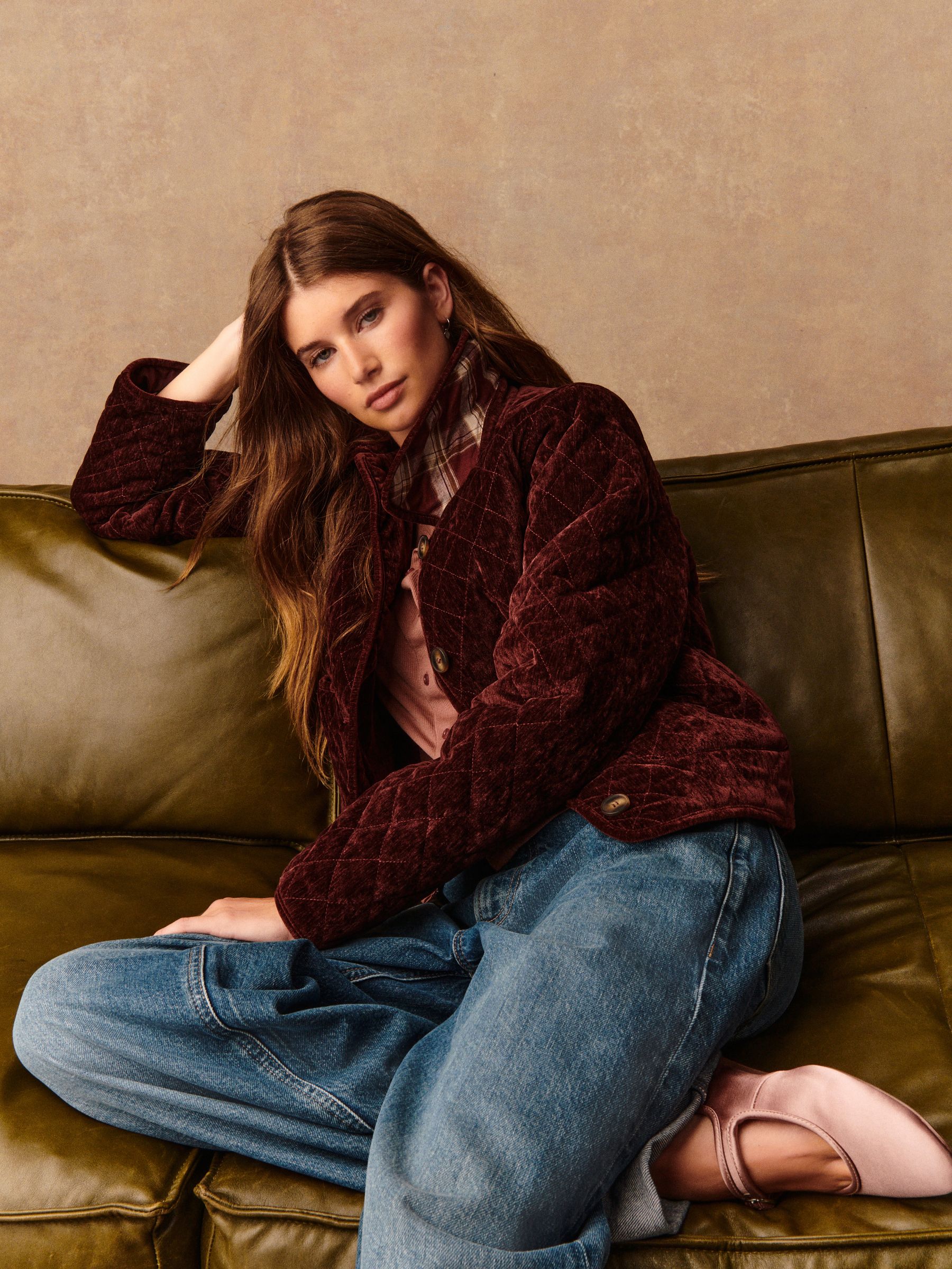 Buy Berry Red Quilted Velvet Jacket from Next Bosnia and Herzegovina