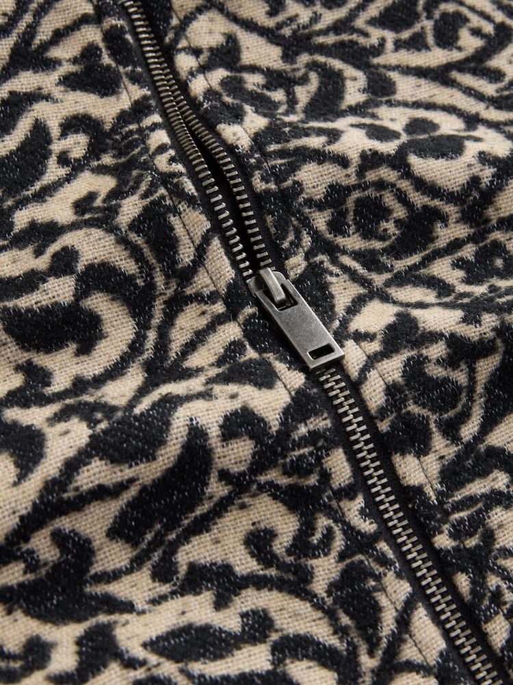 Monochrome Patterned Bomber Jacket - Image 8 of 8 Monochrome Patterned Bomber Jacket - Image 8 of 8