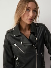 Black Fuller Bust Faux Leather Biker Jacket - Image 4 of 7