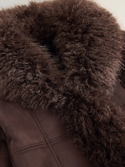 Mink Brown Penny Lane Faux Fur Lined Jacket - Image 10 of 15