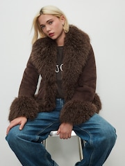 Mink Brown Penny Lane Faux Fur Lined Jacket - Image 11 of 15