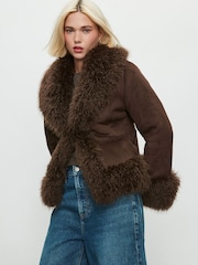 Mink Brown Penny Lane Faux Fur Lined Jacket - Image 12 of 15