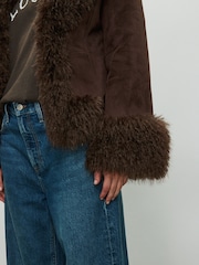 Mink Brown Penny Lane Faux Fur Lined Jacket - Image 14 of 15