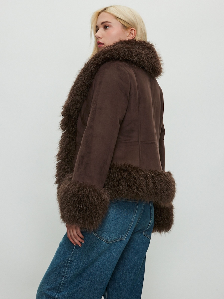 Mink Brown Penny Lane Faux Fur Lined Jacket - Image 15 of 15