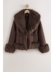Mink Brown Penny Lane Faux Fur Lined Jacket - Image 2 of 15