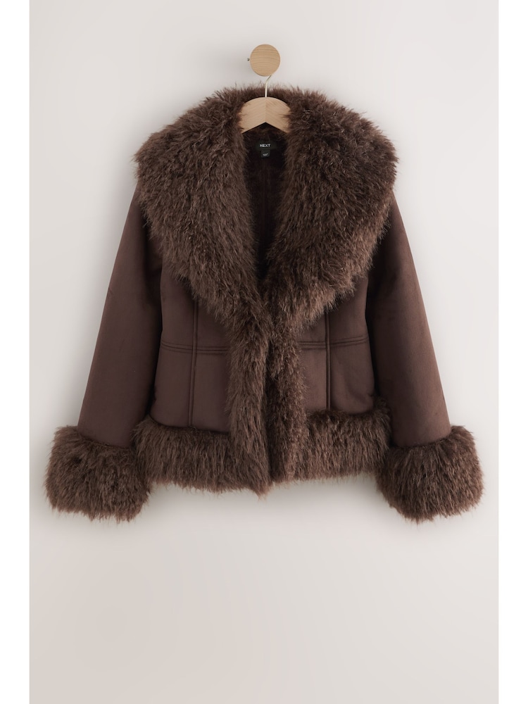 Mink Brown Penny Lane Faux Fur Lined Jacket - Image 2 of 15