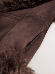 Mink Brown Penny Lane Faux Fur Lined Jacket - Image 7 of 15
