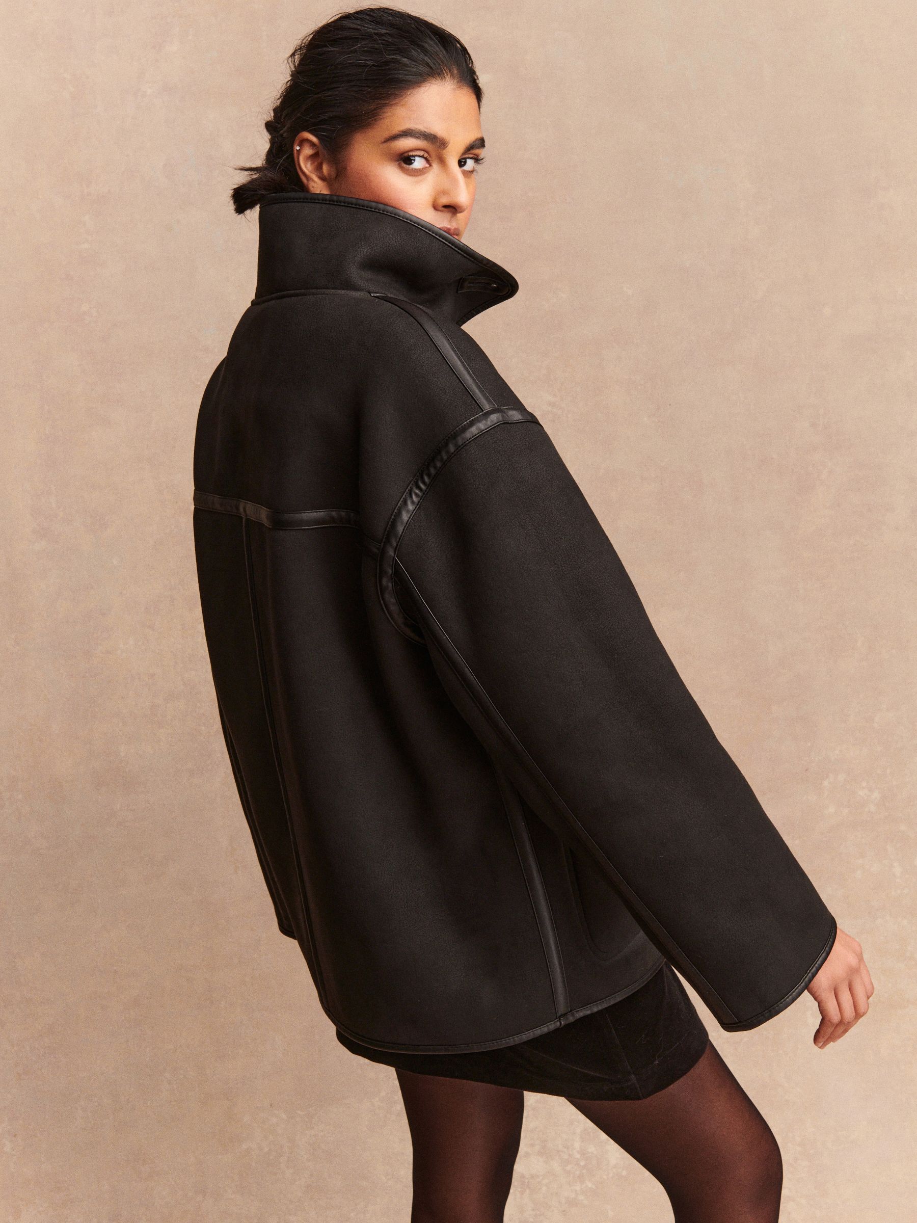 Buy Black/Ecru Zebra Print Borg Reversible Jacket from Next USA