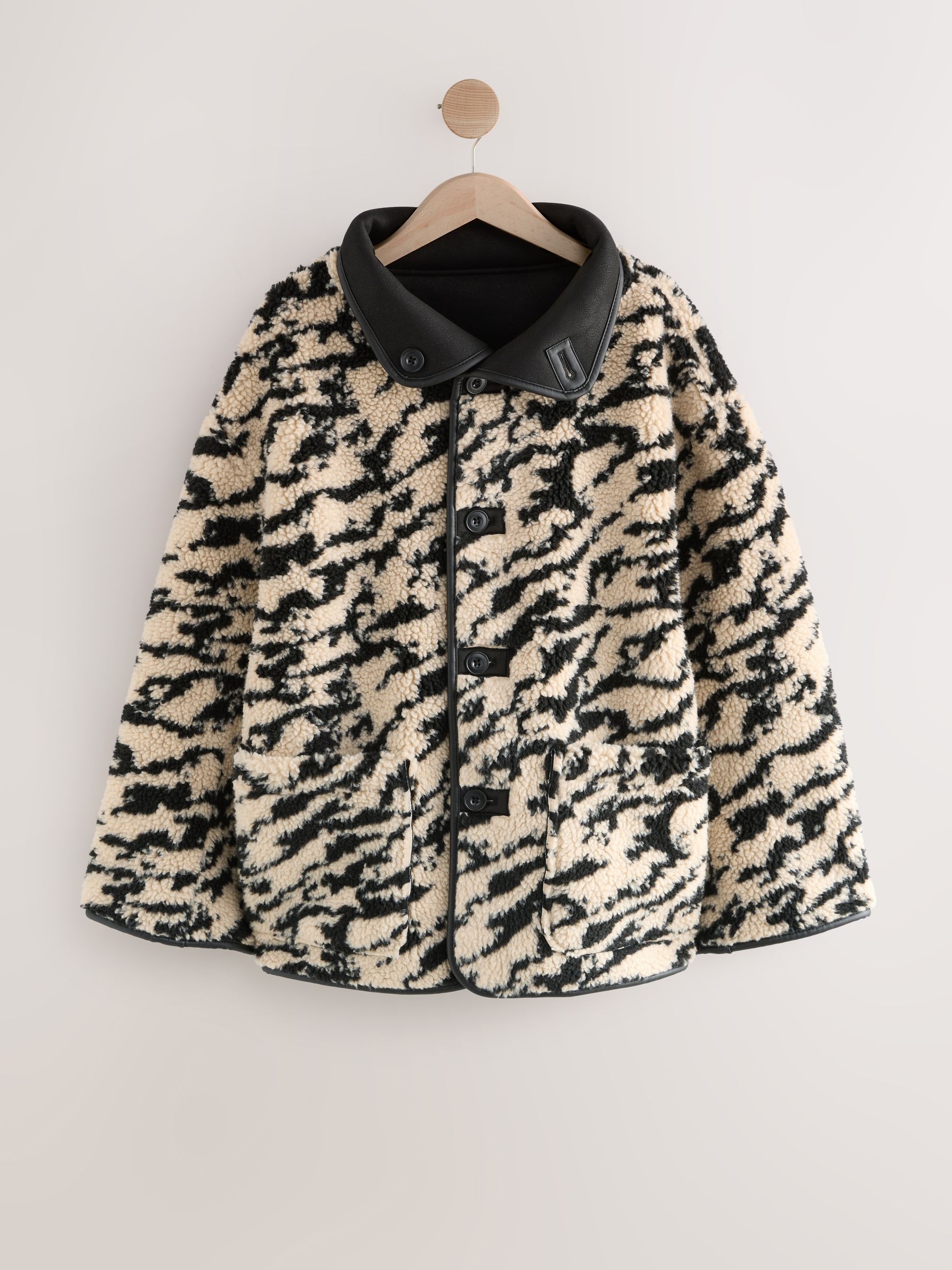 Buy Black/Ecru Zebra Print Borg Reversible Jacket from Next USA