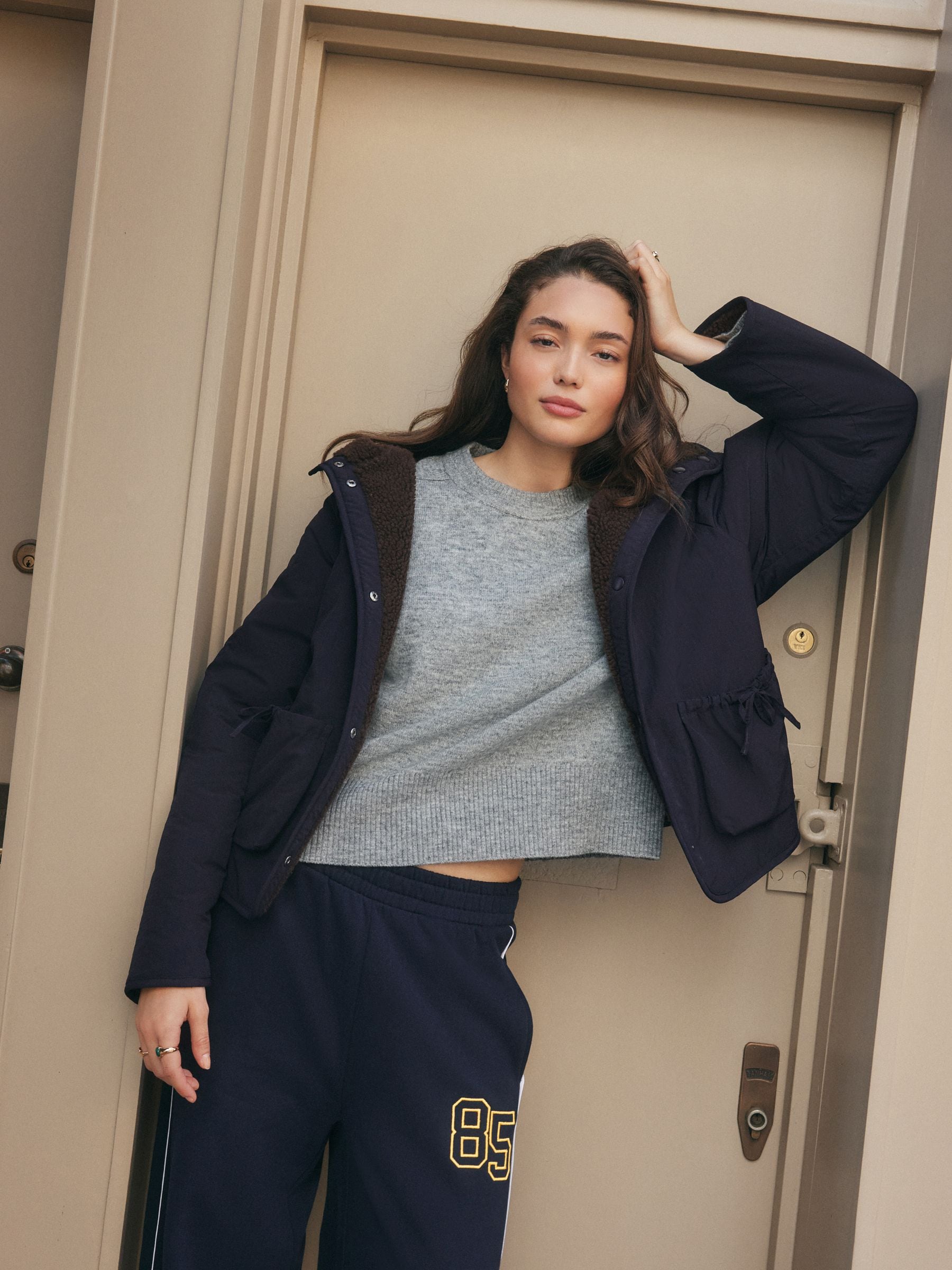 Buy Navy Blue Borg Reversible Rain Jacket from Next USA