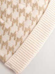 Neutral Dogtooth Knitted Pom Baby Beanie Hat - Image 3 of 3
