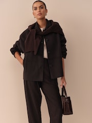 Chocolate Brown Handsewn Button Through Jacket - Image 1 of 9