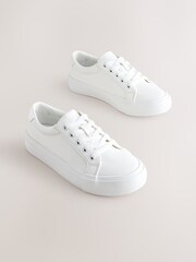 White Standard Fit (F) Lace-Up Smart Trainers - Image 1 of 5