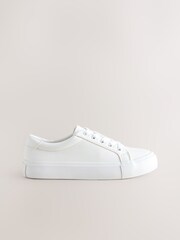 White Standard Fit (F) Lace-Up Smart Trainers - Image 2 of 5