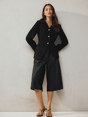 Black Collarless V-Neck Blazer - Image 3 of 8