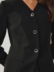 Black Collarless V-Neck Blazer - Image 5 of 8