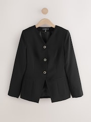 Black Collarless V-Neck Blazer - Image 6 of 8