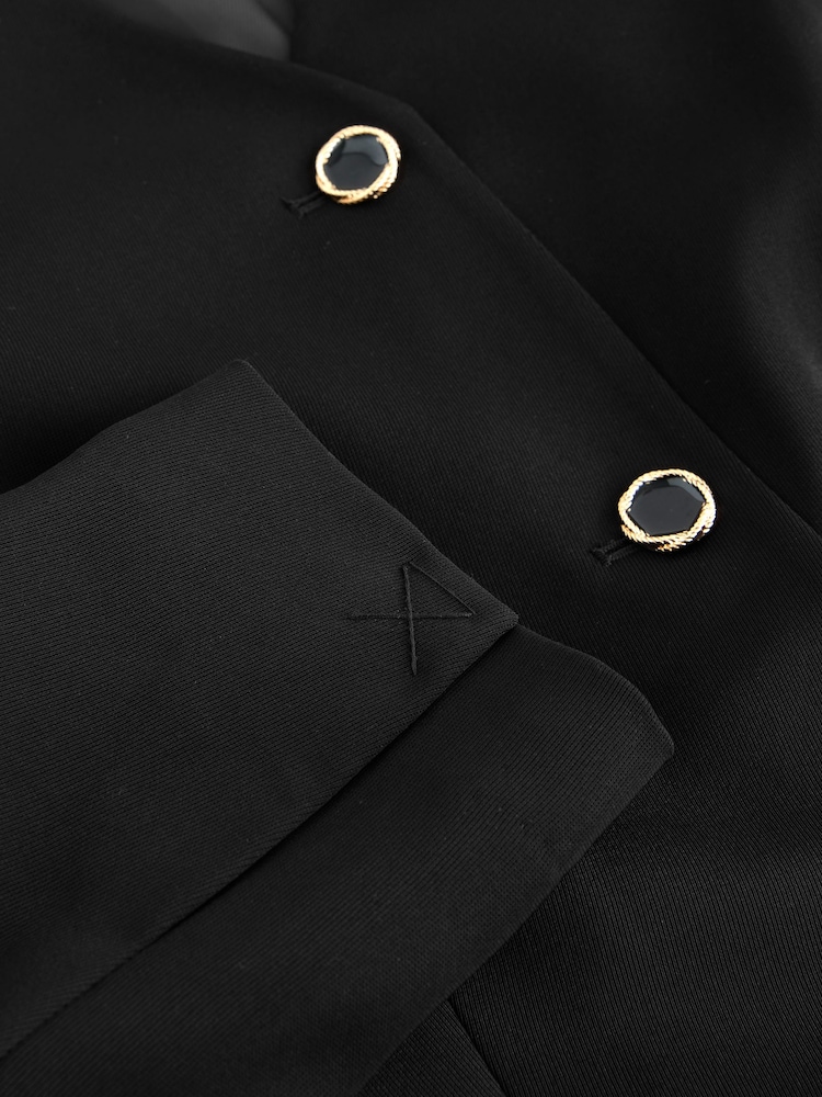 Black Collarless V-Neck Blazer - Image 8 of 8