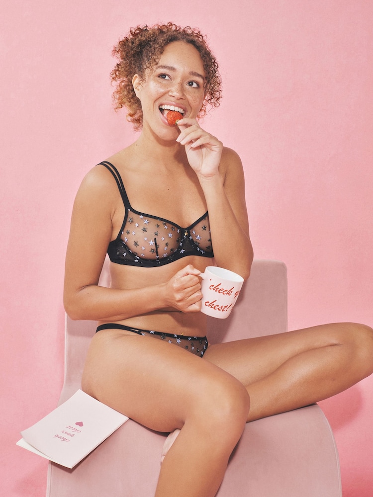 Black Embroidered CoppaFeel! Tanga Knickers - Image 2 of 7 Black Embroidered CoppaFeel! Tanga Knickers - Image 2 of 7