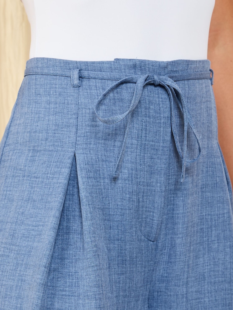 Friends Like These Blue Tie Detail Palazzo Trousers - Image 2 of 5