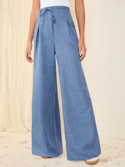 Friends Like These Blue Tie Detail Palazzo Trousers - Image 3 of 5