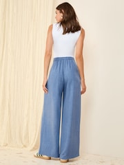 Friends Like These Blue Tie Detail Palazzo Trousers - Image 5 of 5