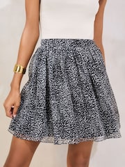 Lipsy Black Printed Chiffon Mini Skirt - Image 2 of 4