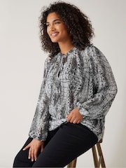 Evans Tie-Neck Long Sleeve Blouse - Image 1 of 4
