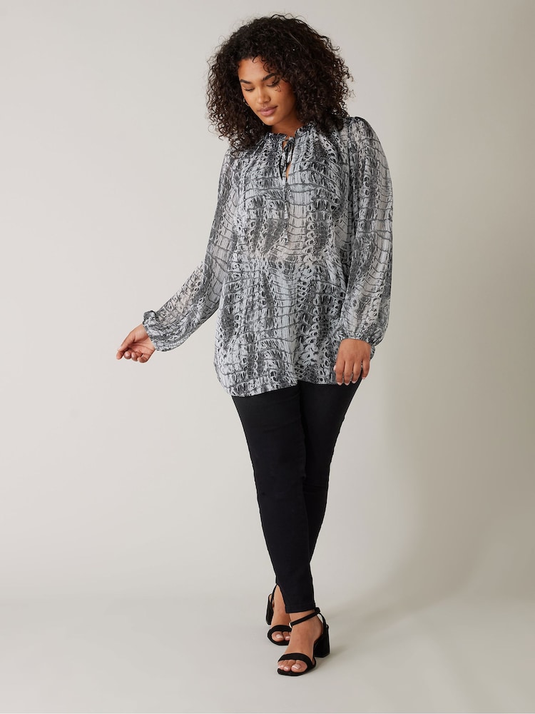 Evans Tie-Neck Long Sleeve Blouse - Image 2 of 4