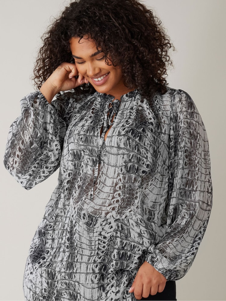 Evans Tie-Neck Long Sleeve Blouse - Image 4 of 4