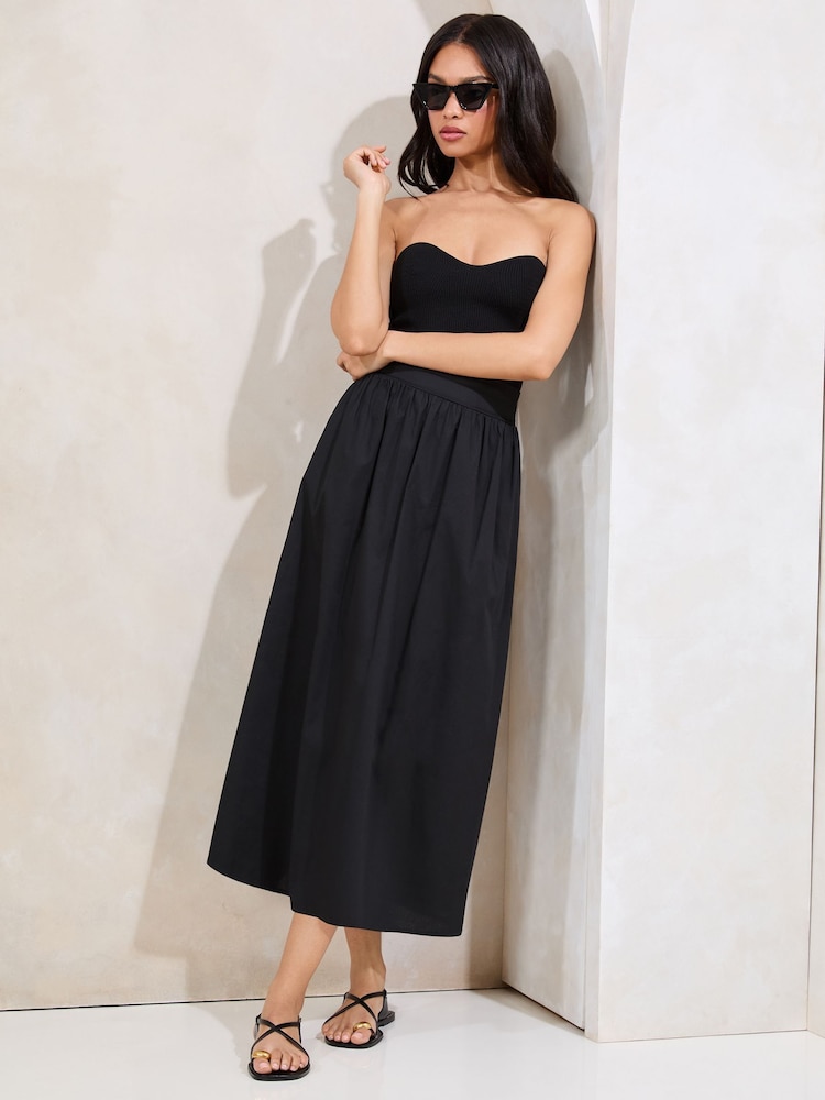 Lipsy Black Poplin Midi Skirt - Image 3 of 4