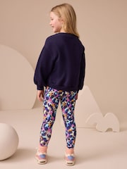Navy Sequin Star Sweatshirt And Leggings Set (3-16yrs) - Image 2 of 4