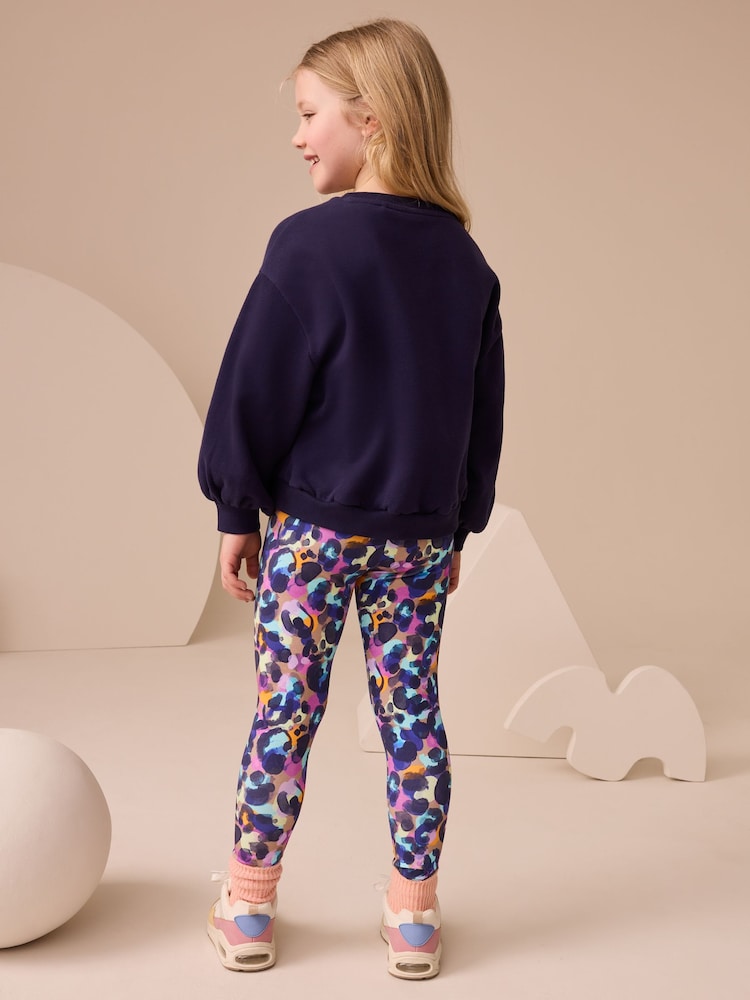 Navy Sequin Star Sweatshirt And Leggings Set (3-16yrs) - Image 2 of 4