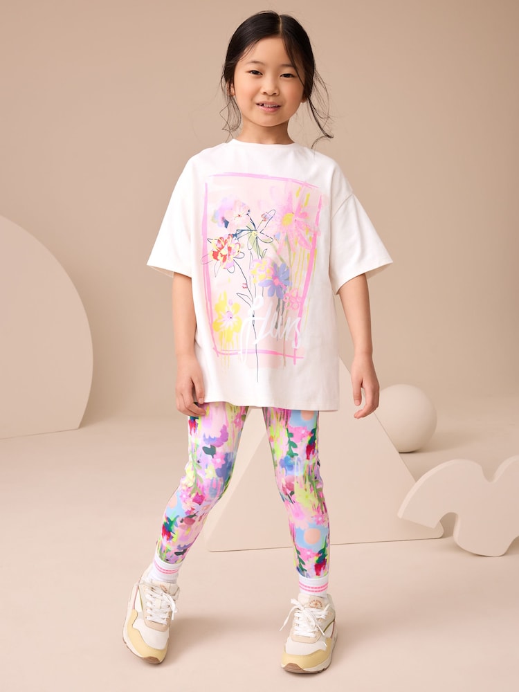 Floral Sequin T-Shirt and Leggings Set (3-16yrs) - Image 1 of 9
