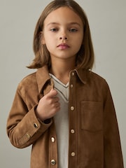 Reiss Tan Connie 13-14 yrs Suede Cropped Jacket - Image 3 of 4