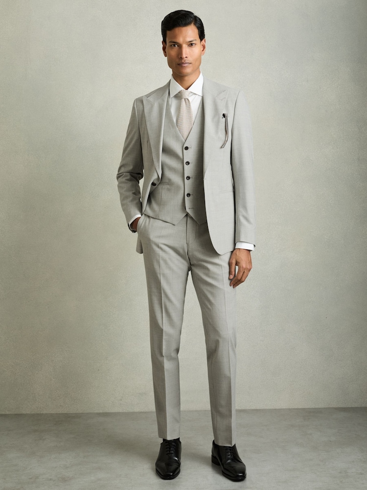 Reiss Grey Slice Puppytooth-Check Suit Waistcoat Wool-Blend - Image 1 of 9