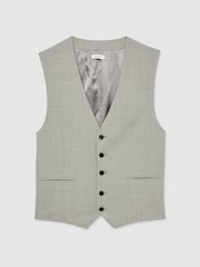 Reiss Grey Slice Puppytooth-Check Suit Waistcoat Wool-Blend - Image 3 of 9