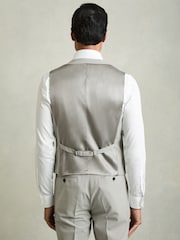 Reiss Grey Slice Puppytooth-Check Suit Waistcoat Wool-Blend - Image 6 of 9
