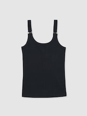 Reiss Navy Isabella Stretch-Cotton D-Ring Strap Vest - Image 2 of 6