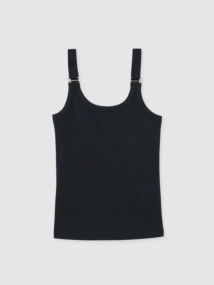 Reiss Navy Isabella Stretch-Cotton D-Ring Strap Vest - Image 2 of 6