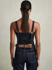 Reiss Navy Isabella Stretch-Cotton D-Ring Strap Vest - Image 5 of 6