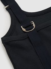 Reiss Navy Isabella Stretch-Cotton D-Ring Strap Vest - Image 6 of 6