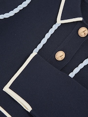Reiss Navy Freya 9-13 yrs Piped Knitted Skater Dress - Image 4 of 4