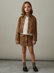 Reiss Tan Connie 9-13 yrs Suede Cropped Jacket - Image 3 of 4