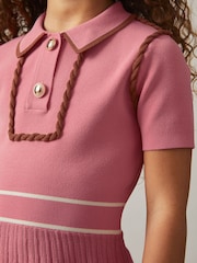 Reiss Pink Freeda 13-14 yrs Twist-Piped Knitted Dress - Image 3 of 6
