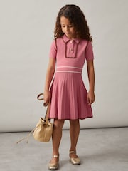 Reiss Pink Freeda 13-14 yrs Twist-Piped Knitted Dress - Image 4 of 6