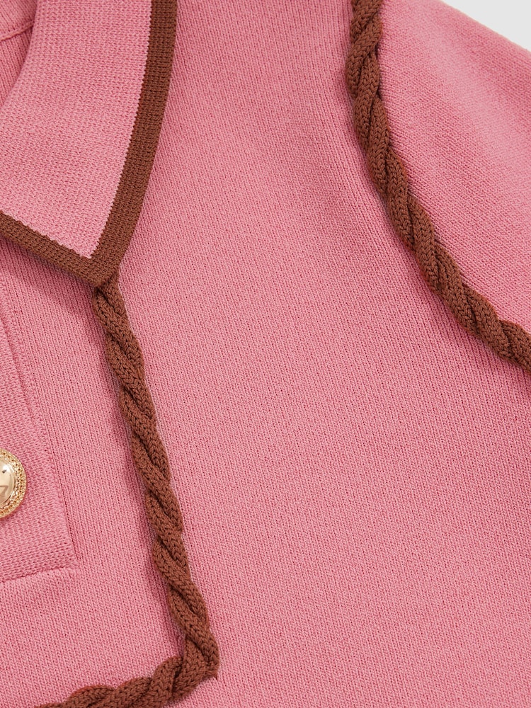 Reiss Pink Freeda 13-14 yrs Twist-Piped Knitted Dress - Image 6 of 6
