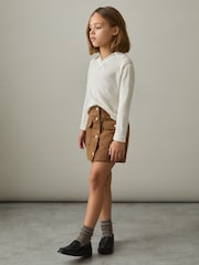 Reiss Tan Connie 9-13 yrs Suede Flap Pocket Skirt - Image 3 of 4